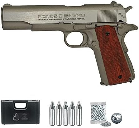 Swiss Armss 1911 Stainless blowback | Pistola de balines (Bolas bb's de Acero) y CO2 semiautomática
