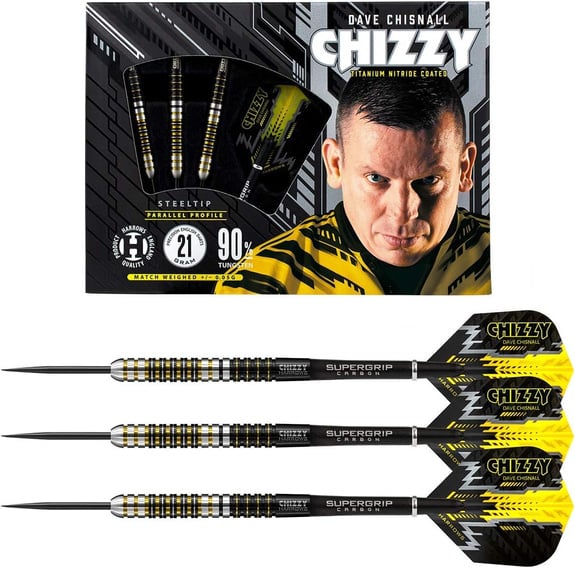 Harrows Dave Chisnall - Dardos (90% tungsteno, Punta de Acero)