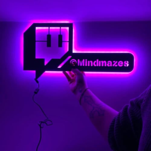 Personalizar personalizado Twitch nombre de usuario letrero de neón etiqueta de jugador