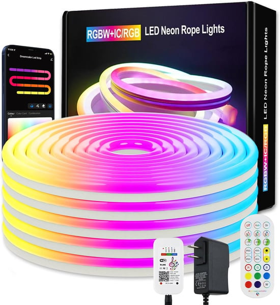 CheDux Neon Rope 3M RGBIC Tira LED de Neón de Silicona Luces Inteligente WiFi 