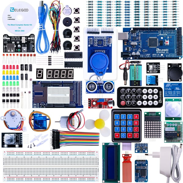 ELEGOO Conjunto Mas Completo y Avanzado de Iniciación Compatible con Arduino IDE Mega 2560 con Guías Tutorial en Español y Conjunto con Placa Controladora Mega 2560 R3, Servomotor