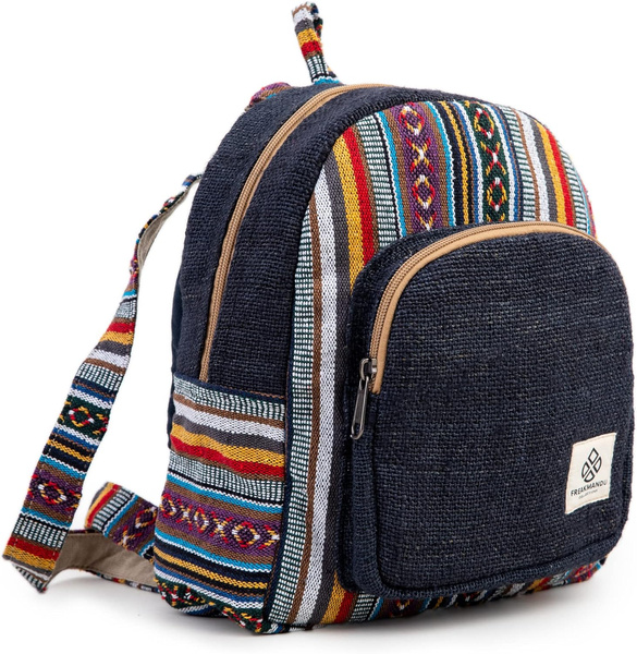 Freakmandu - Mini mochila de cáñamo, estilo bohemio, ecológica