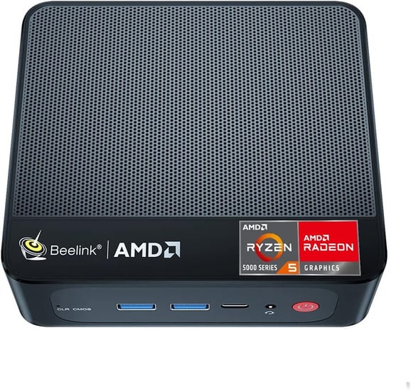 Beelink SER5 Mini PC, AMD Ryzen 5 5560U (6C/12T, máximo 4.0GHz), 16GB DDR4 RAM 500GB NVMe SSD Mini Ordenador de Sobremesa4K@60Hz Triple Pantalla, WiFi 6 + BT5.2, HDMI2.0/DP1.4 /USB3.2