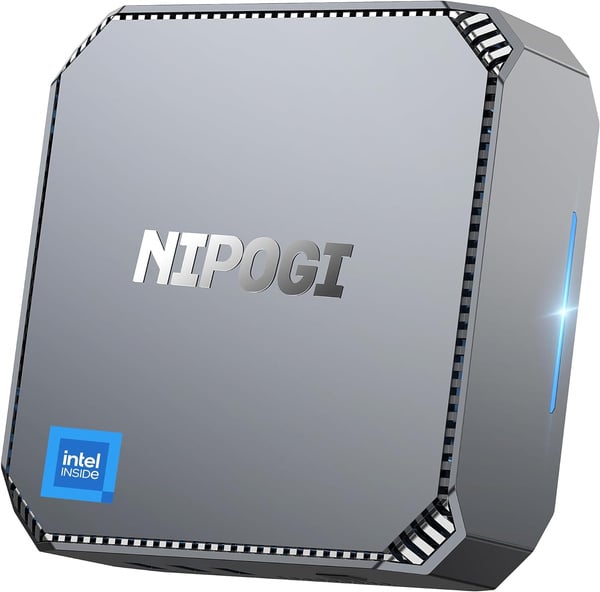 NiPoGi Mini PC,12ª Gen Intel Alder Lake-N100 (hasta 3,40GHz, 6W Solo),16GB DDR4 512GB M.2 SSD Mini Ordenadores de Sobremesa,4K Mini Computador 2xHDMI/WiFi 5/BT4.2/RJ45 for Escuela Educación